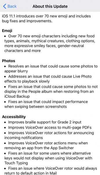 Apple iOS 11.1: what Accessibility improvements are included?