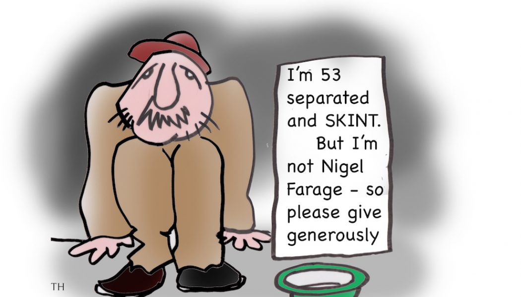 Nigel Farage skint cartoon