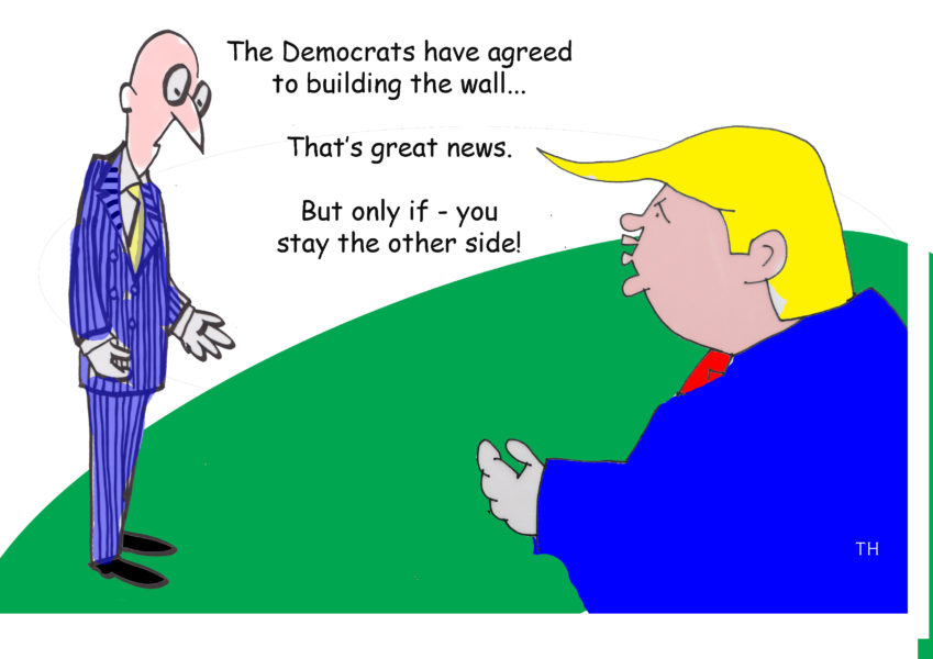 Trump wall cartoon