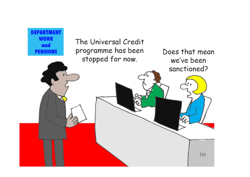 sanction Universal credit cartoon