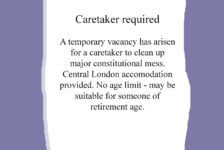 Job advert caretaker Prime Minister