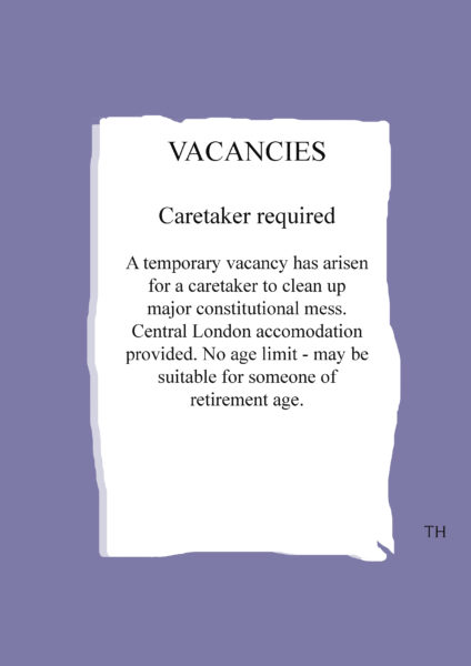 Job advert caretaker Prime Minister