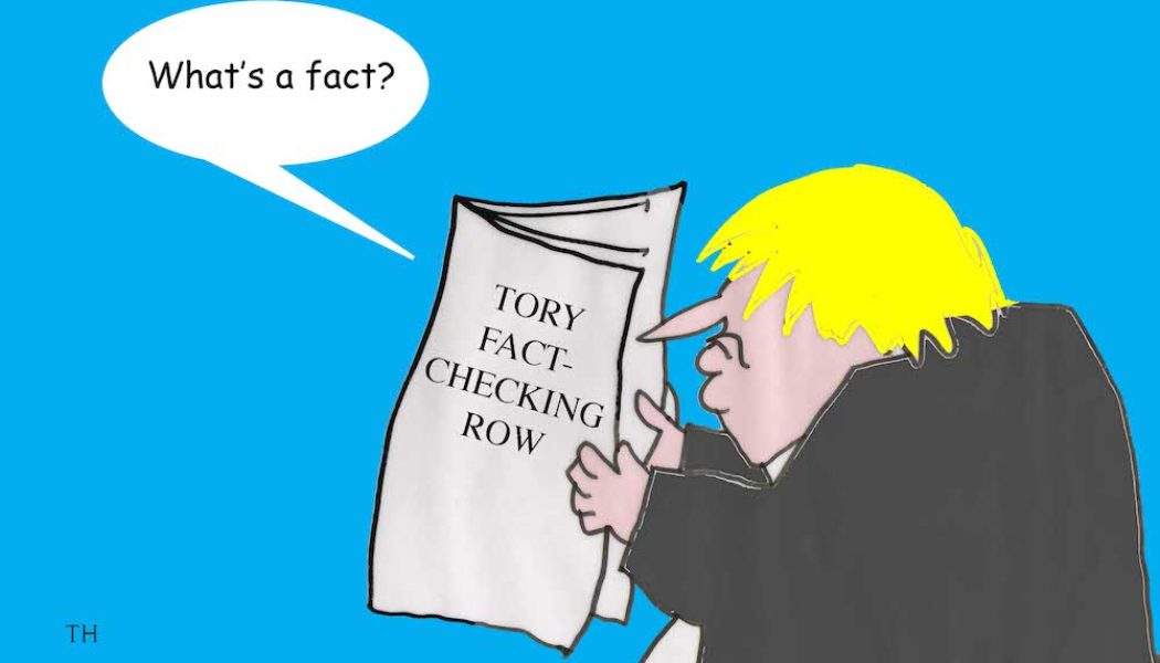 Tory fact checking row cartoon