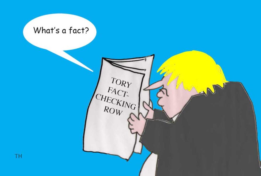 Tory fact checking row cartoon