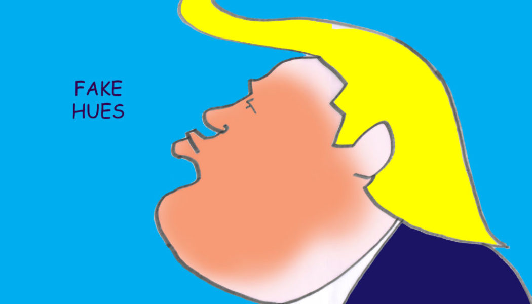 Ted Harrison cartoon on Donald Trump tan line