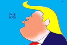 Ted Harrison cartoon on Donald Trump tan line