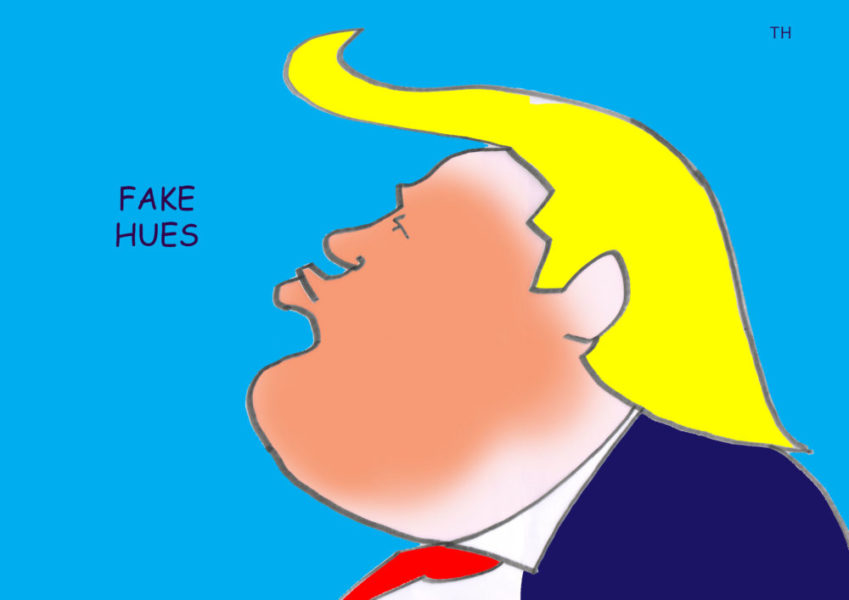 Ted Harrison cartoon on Donald Trump tan line