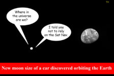 Ted Harrison cartoon on the news Earth has acquired a brand new moon that's about the size of a car