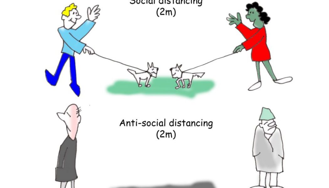 Coronavirus social distancing cartoon