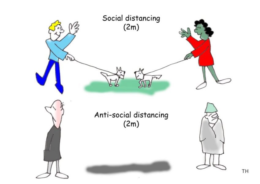 Coronavirus social distancing cartoon