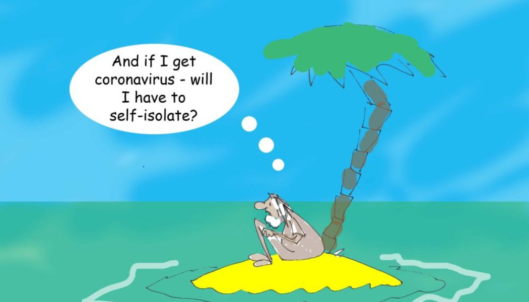 Coronavirus cartoon and the call to self-isolate