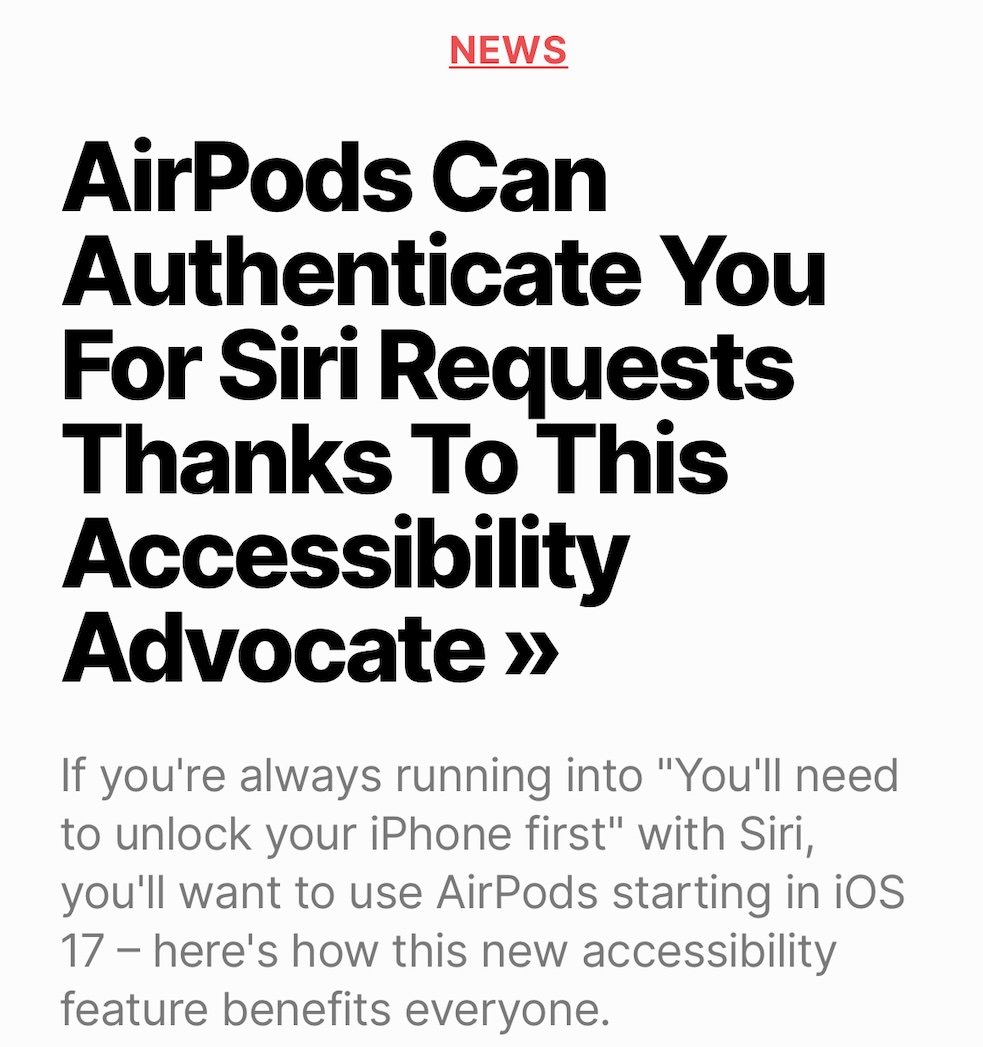 Matthew Cassinelli article highlighting the part Colin Hughes played in the iOS feature AirPods authentication for Siri request