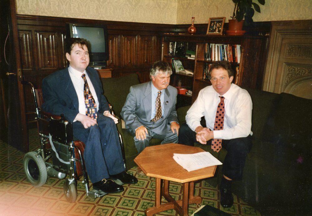 Tony Blair and Colin Hughes 1996 discussing disabled people and social care 