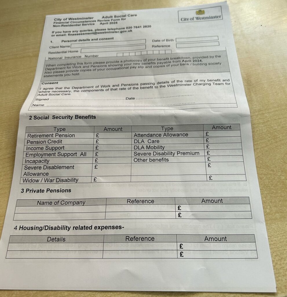 City of Westminster Adult Social Care Financial Circumstances Review Form P 1 of 5