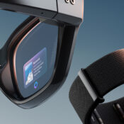 Meta Ray-Ban Display smart glasses and Neural Band wristband shown together, highlighting the new in-lens display and subtle gesture control features.