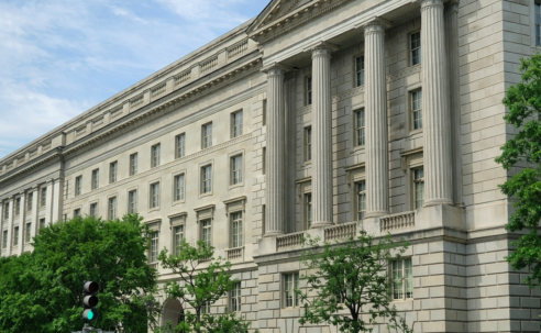 Exterior of the Robert F. Kennedy Department of Justice Building in Washington, D.C., headquarters of the U.S. Department of Justice.