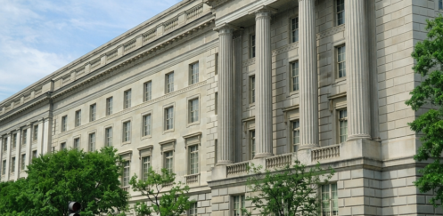 Exterior of the Robert F. Kennedy Department of Justice Building in Washington, D.C., headquarters of the U.S. Department of Justice.