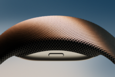 Close-up of the Meta Neural Band EMG wristband used for EMG smart home control research, showing the textured fabric strap and wrist-mounted sensor.