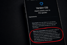 Screenshot-style image of Ray-Ban Meta Version 126 release notes, with the Meta One subscription wording about expanded access to Conversation Focus circled in red.