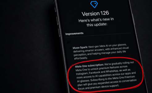 Screenshot-style image of Ray-Ban Meta Version 126 release notes, with the Meta One subscription wording about expanded access to Conversation Focus circled in red.