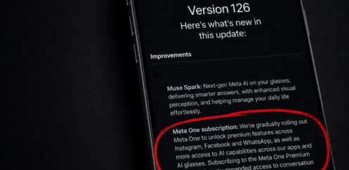 Screenshot-style image of Ray-Ban Meta Version 126 release notes, with the Meta One subscription wording about expanded access to Conversation Focus circled in red.