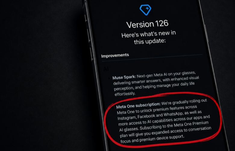 Screenshot-style image of Ray-Ban Meta Version 126 release notes, with the Meta One subscription wording about expanded access to Conversation Focus circled in red.
