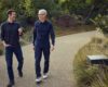Tim Cook and John Ternus walking together at Apple Park in April 2026